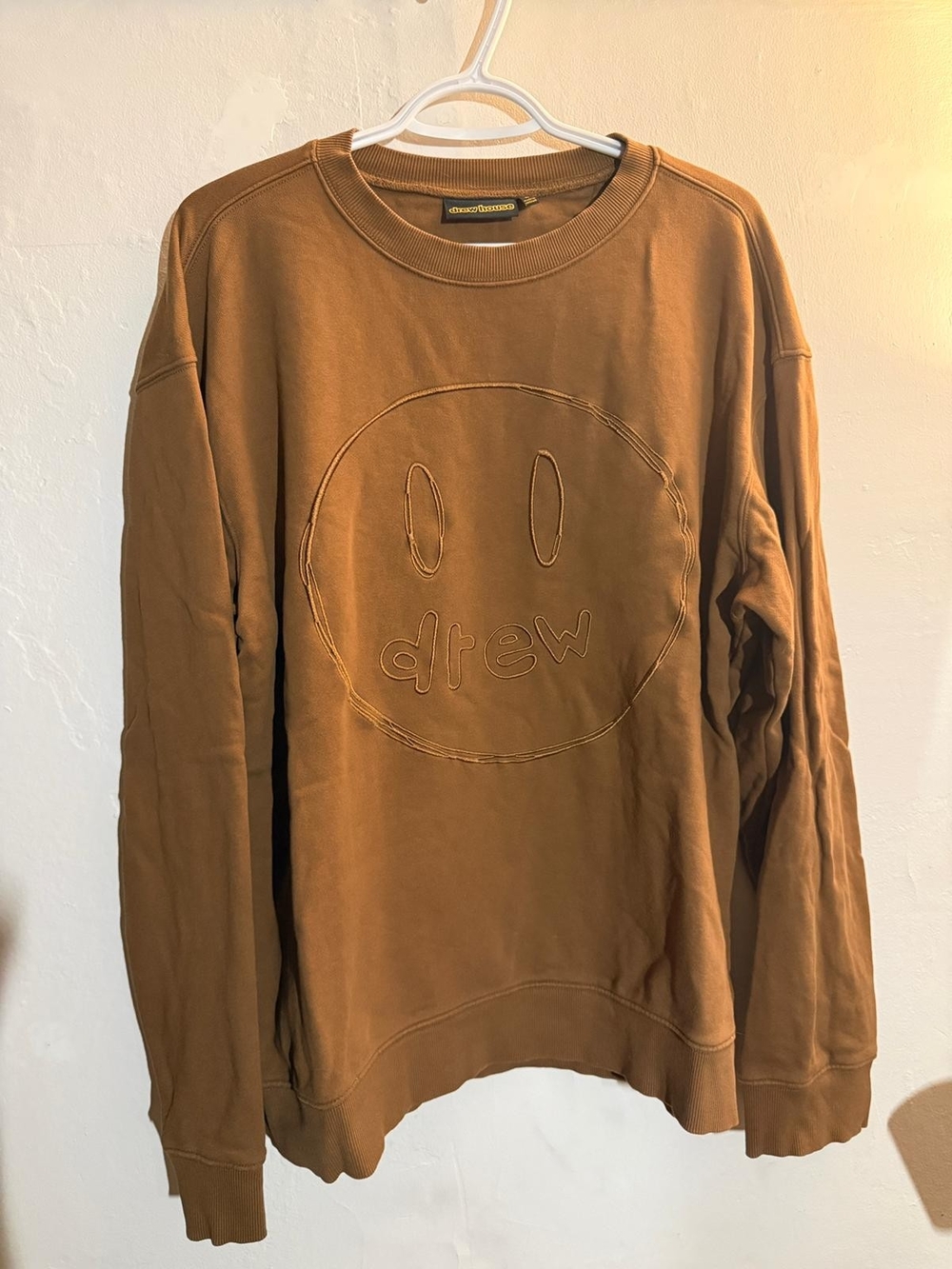 Drew House Brown Smiley Face Crewneck Sweatshirt Size Large